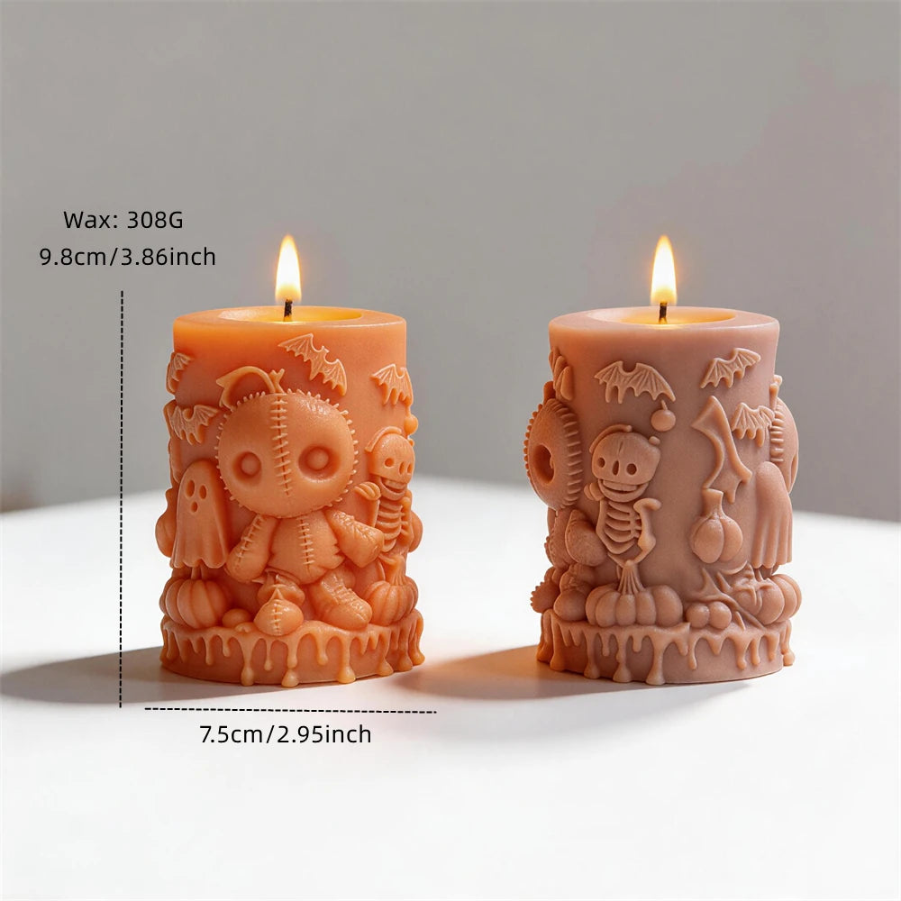 Halloween Skeleton and Ghost Pillar Silicone Mold