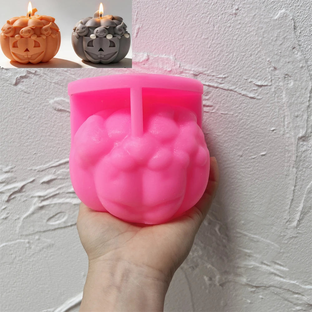 Stacked Pumpkin & Ghost Skeleton Silicone Mold