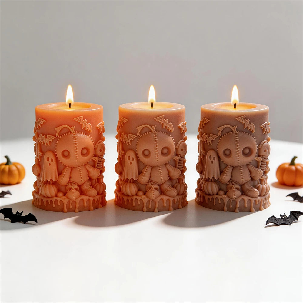 Halloween Skeleton and Ghost Pillar Silicone Mold