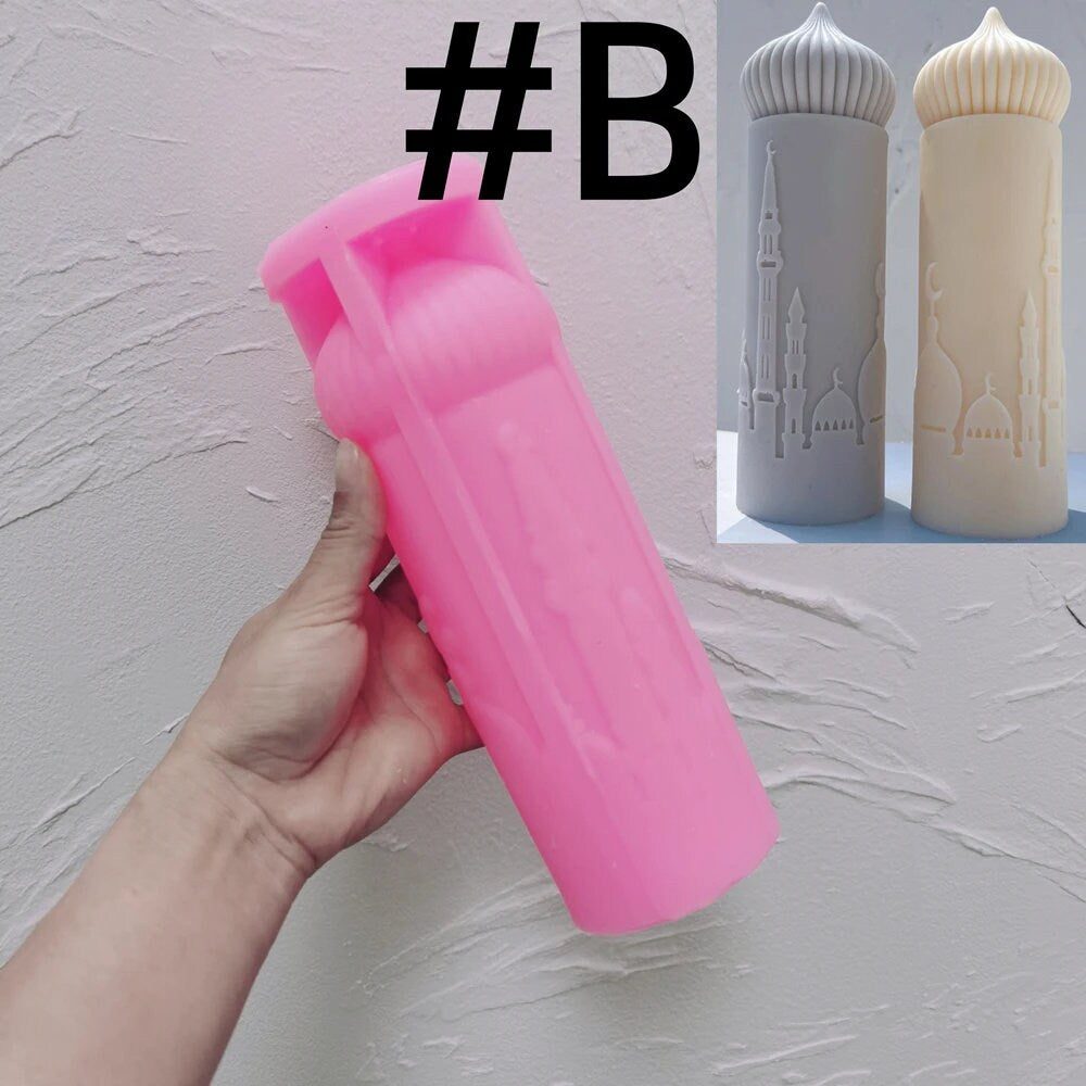 Islamic Mosque Silhouette Pillar Candle Silicone Mold