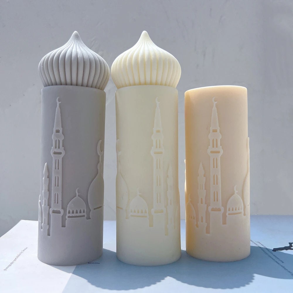 Islamic Mosque Silhouette Pillar Candle Silicone Mold
