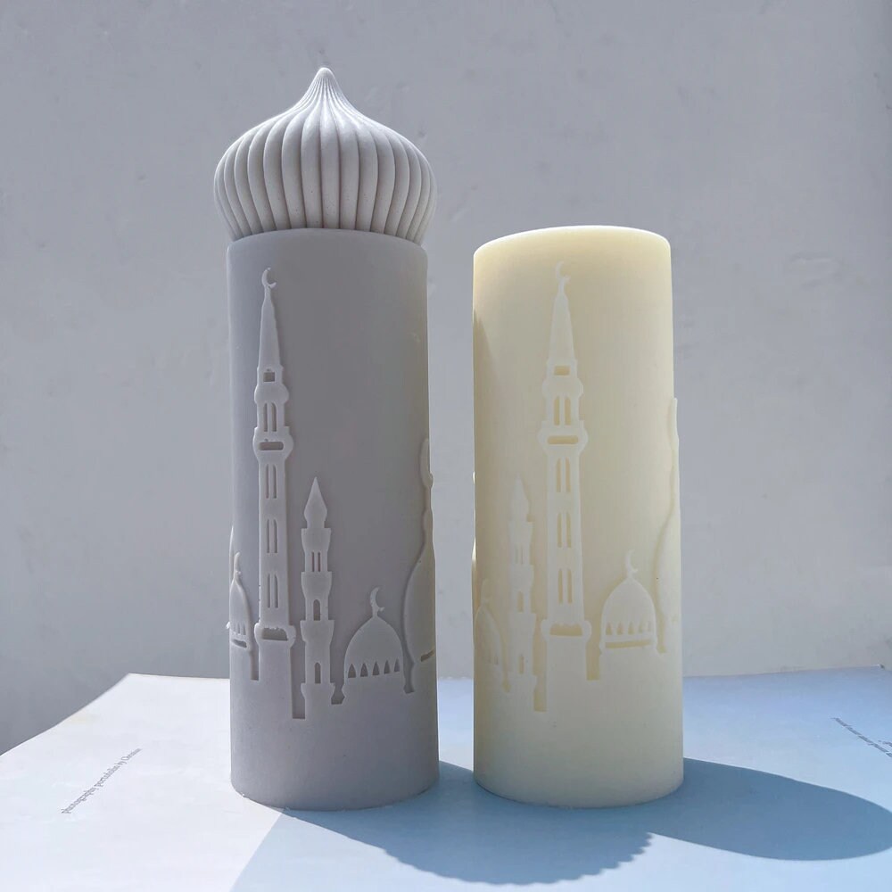 Islamic Mosque Silhouette Pillar Candle Silicone Mold