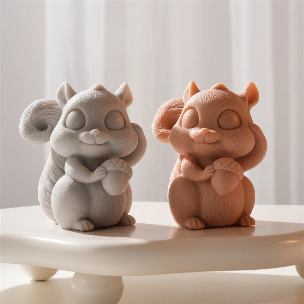 Squirrel Holding Acorn Silicone Mold -  Candle Mold Supplies