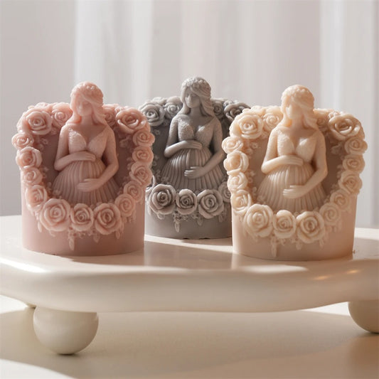 Flower Pregnant Girl Silicone Candle Mold -  Candle Mold Supplies