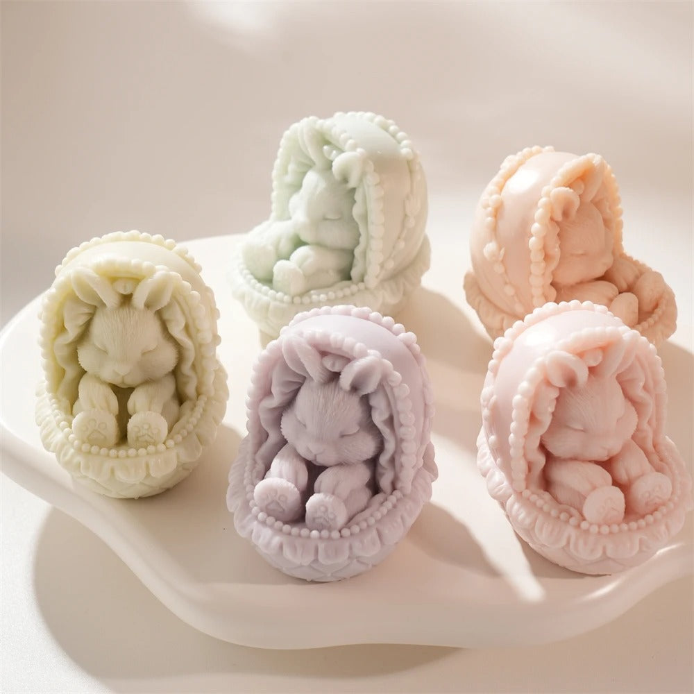 Easter Rabbit in Cradle Silicone Mold