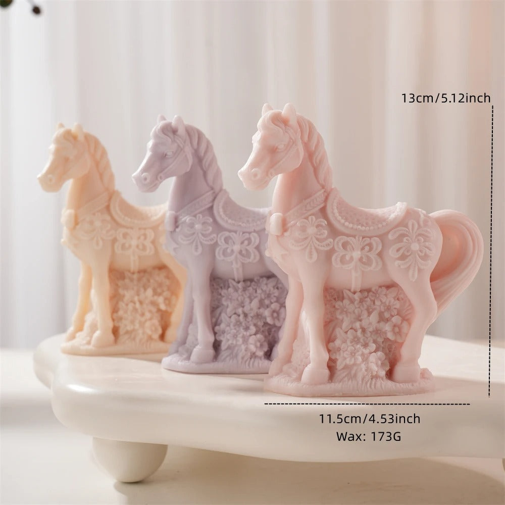 Flower Horse Statue Candle Silicone Mold