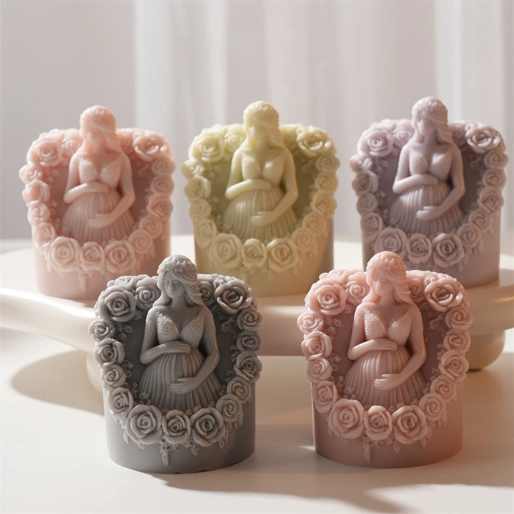 Flower Pregnant Girl Silicone Candle Mold -  Candle Mold Supplies