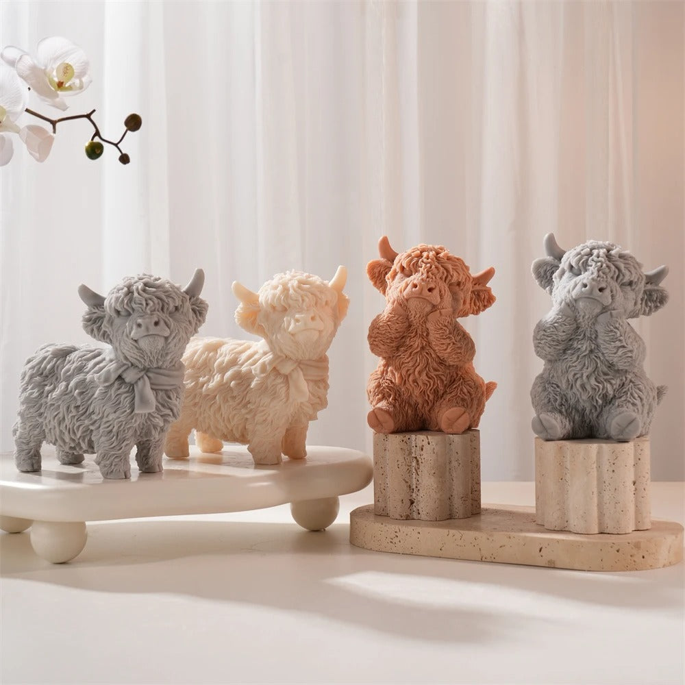 3D Highland Cattle Cow Silicone Candle Mold