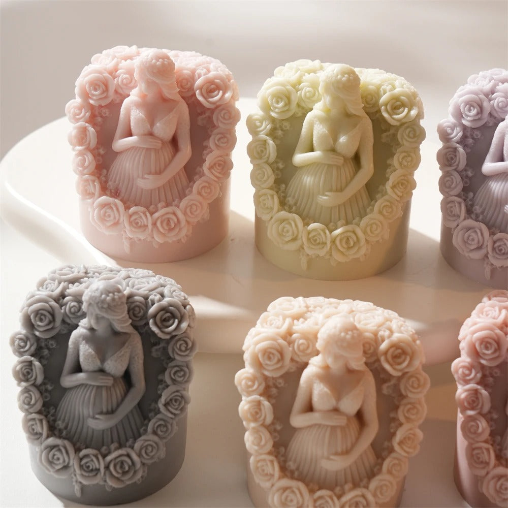 Flower Pregnant Girl Silicone Candle Mold -  Candle Mold Supplies