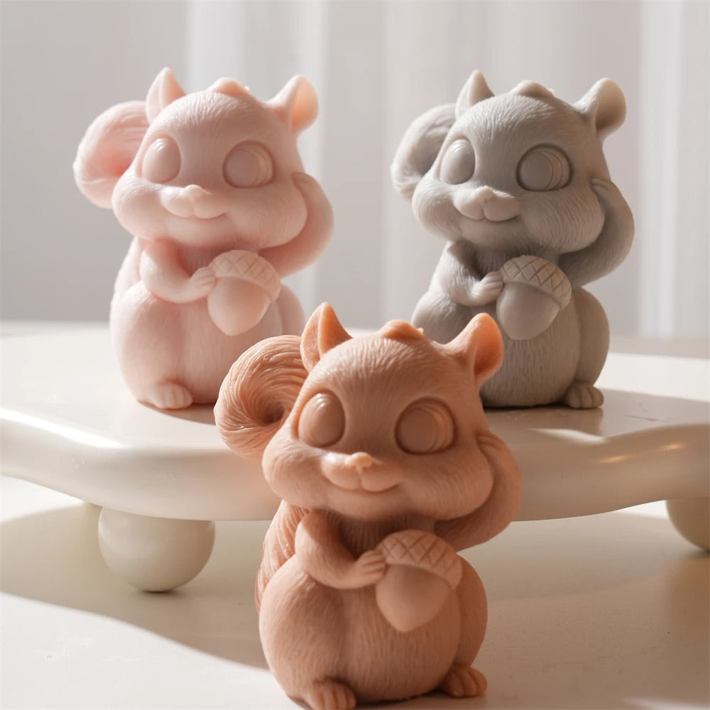 Squirrel Holding Acorn Silicone Mold -  Candle Mold Supplies