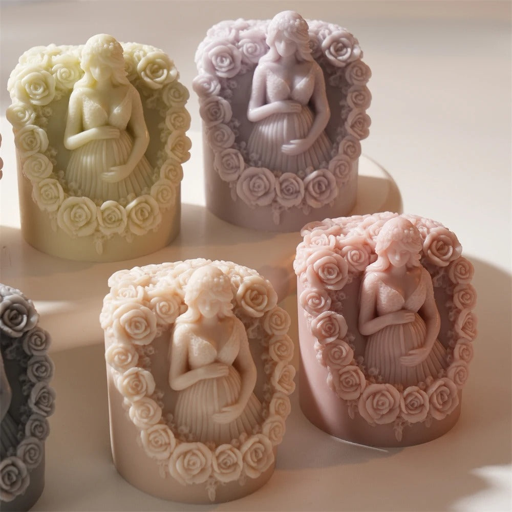 Flower Pregnant Girl Silicone Candle Mold -  Candle Mold Supplies