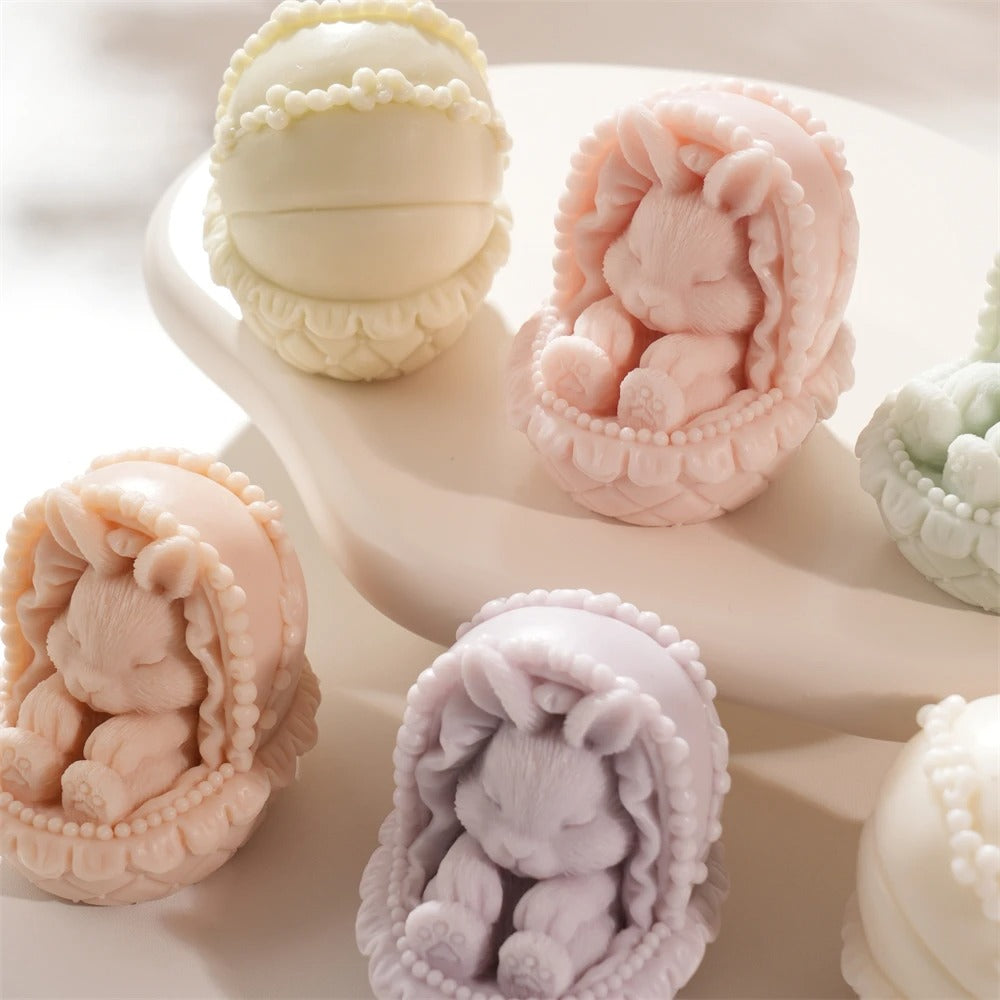 Easter Rabbit in Cradle Silicone Mold