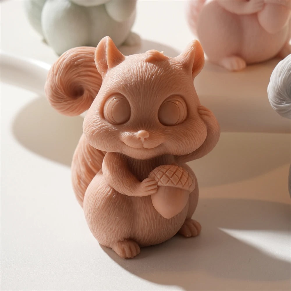 Squirrel Holding Acorn Silicone Mold -  Candle Mold Supplies