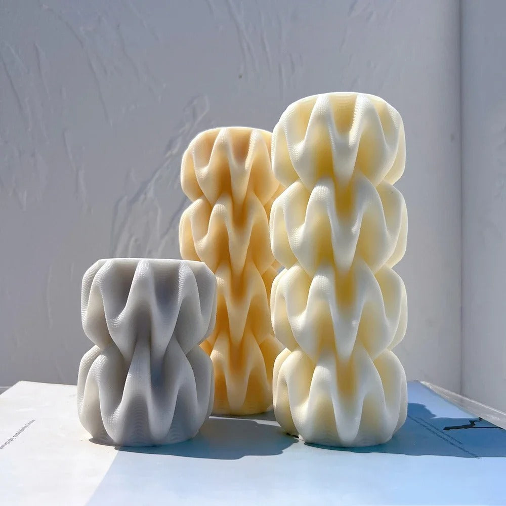  2 Sizes Wave Pillar Swirl Silicone Candle Mold