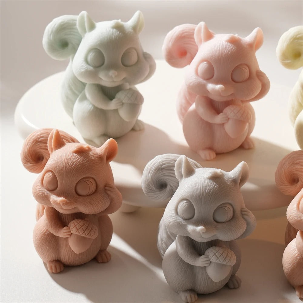 Squirrel Holding Acorn Silicone Mold -  Candle Mold Supplies