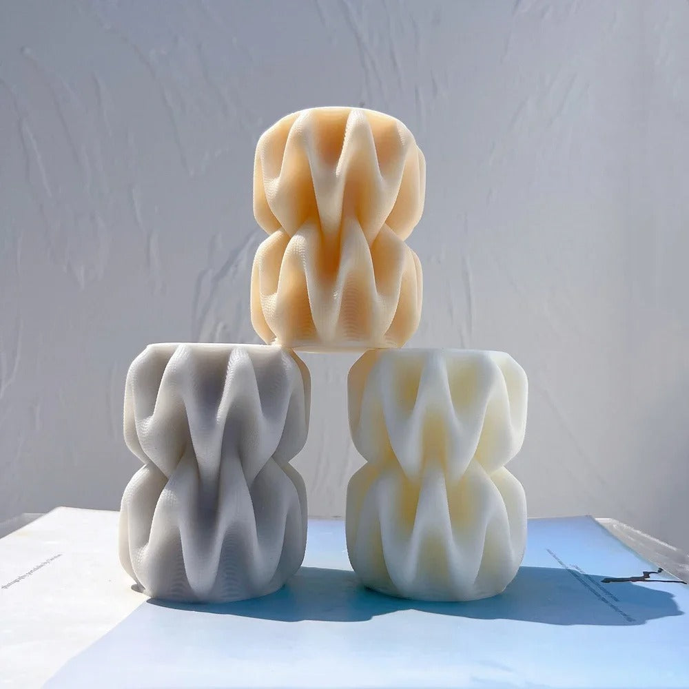  2 Sizes Wave Pillar Swirl Silicone Candle Mold