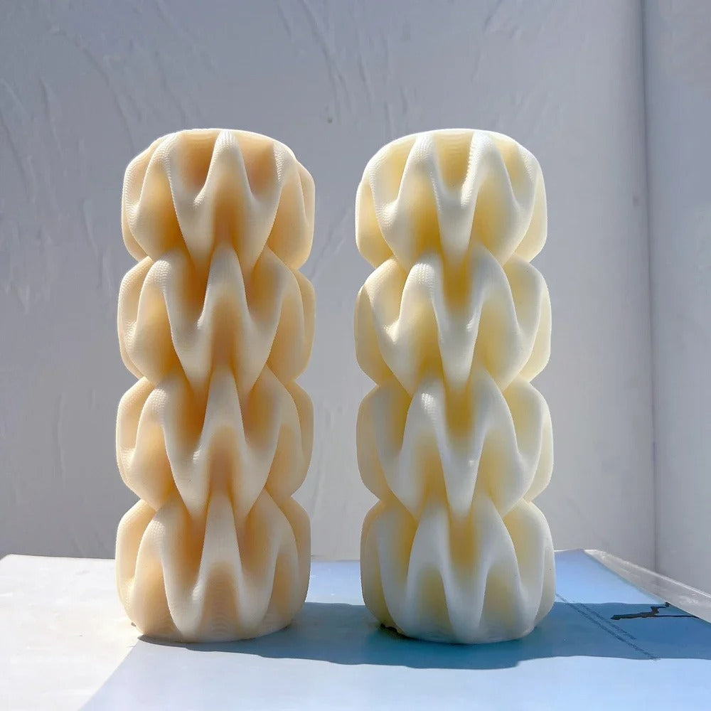  2 Sizes Wave Pillar Swirl Silicone Candle Mold