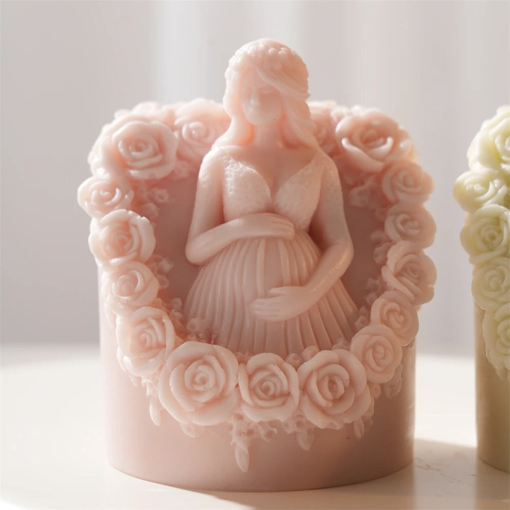 Flower Pregnant Girl Silicone Candle Mold -  Candle Mold Supplies