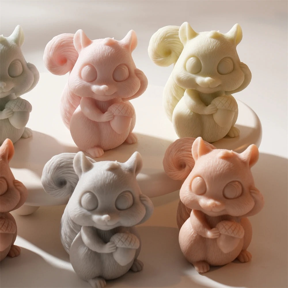 Squirrel Holding Acorn Silicone Mold -  Candle Mold Supplies