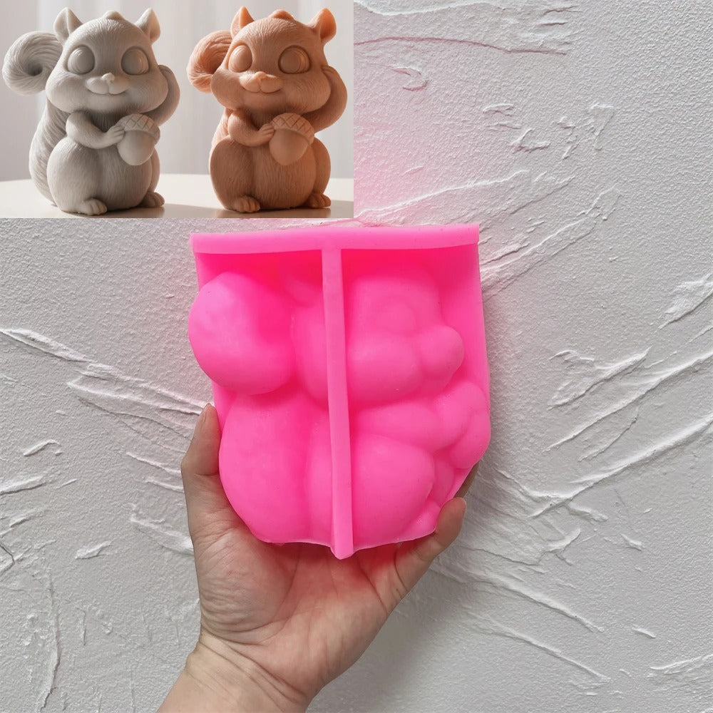 Squirrel Holding Acorn Silicone Mold -  Candle Mold Supplies