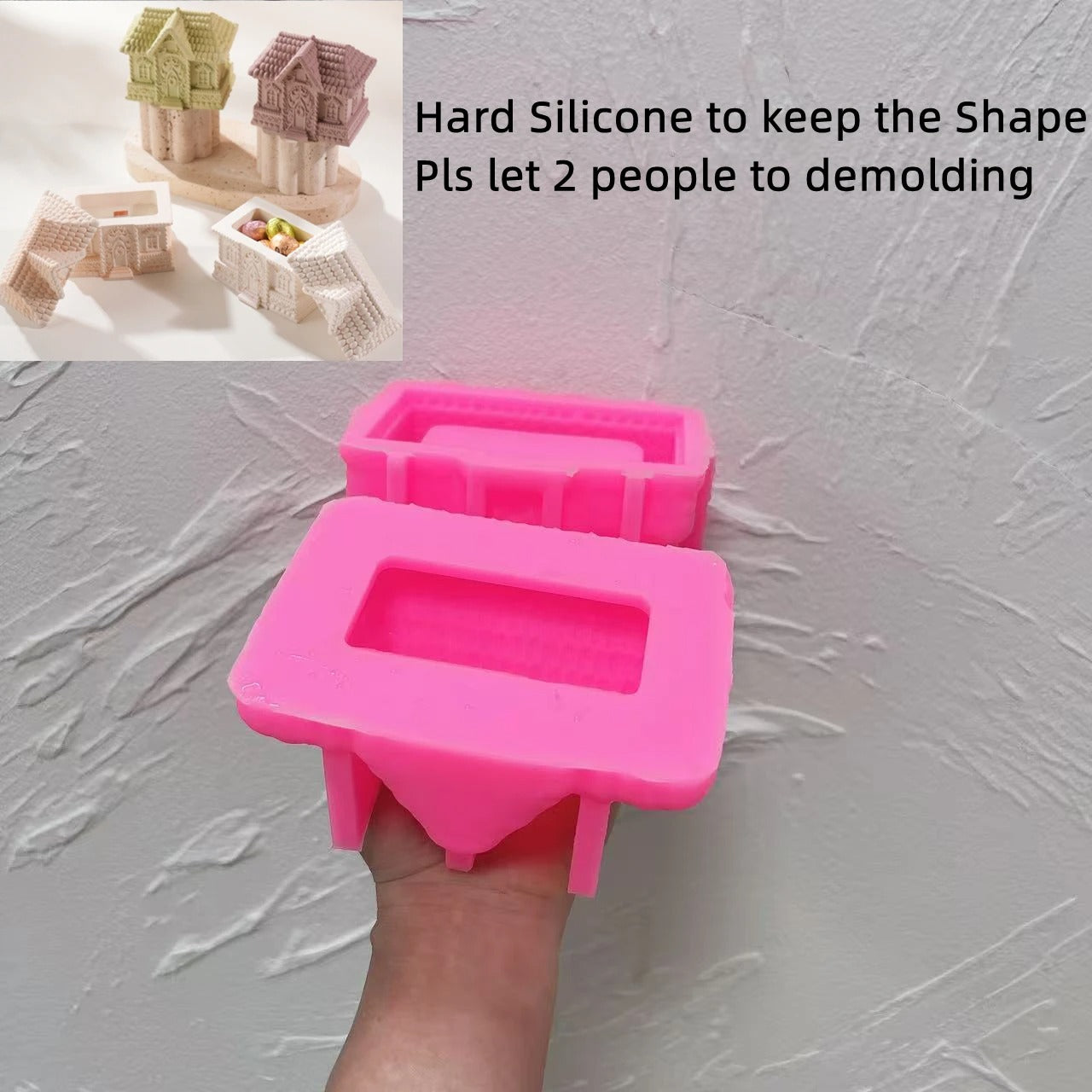 Gingerbread House Candle Jar Silicone Mold with Lid