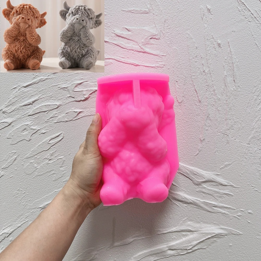 3D Highland Cattle Cow Silicone Candle Mold