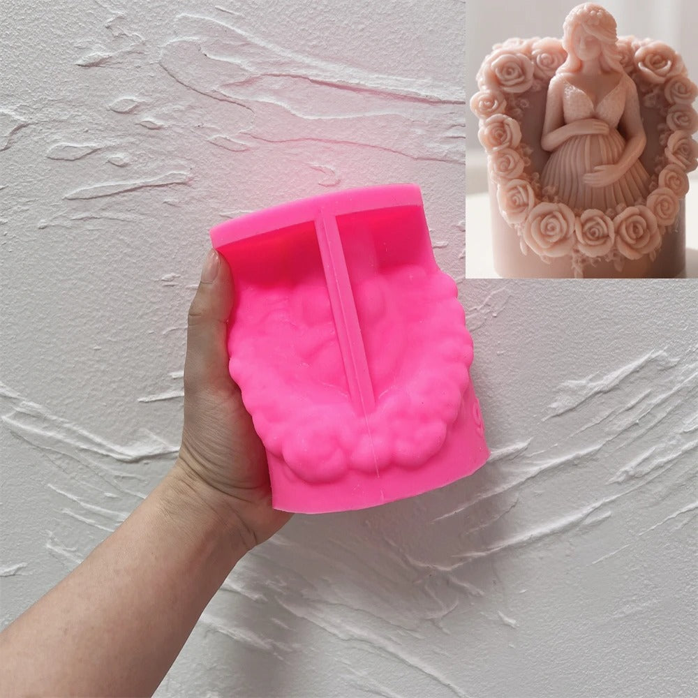 Flower Pregnant Girl Silicone Candle Mold -  Candle Mold Supplies
