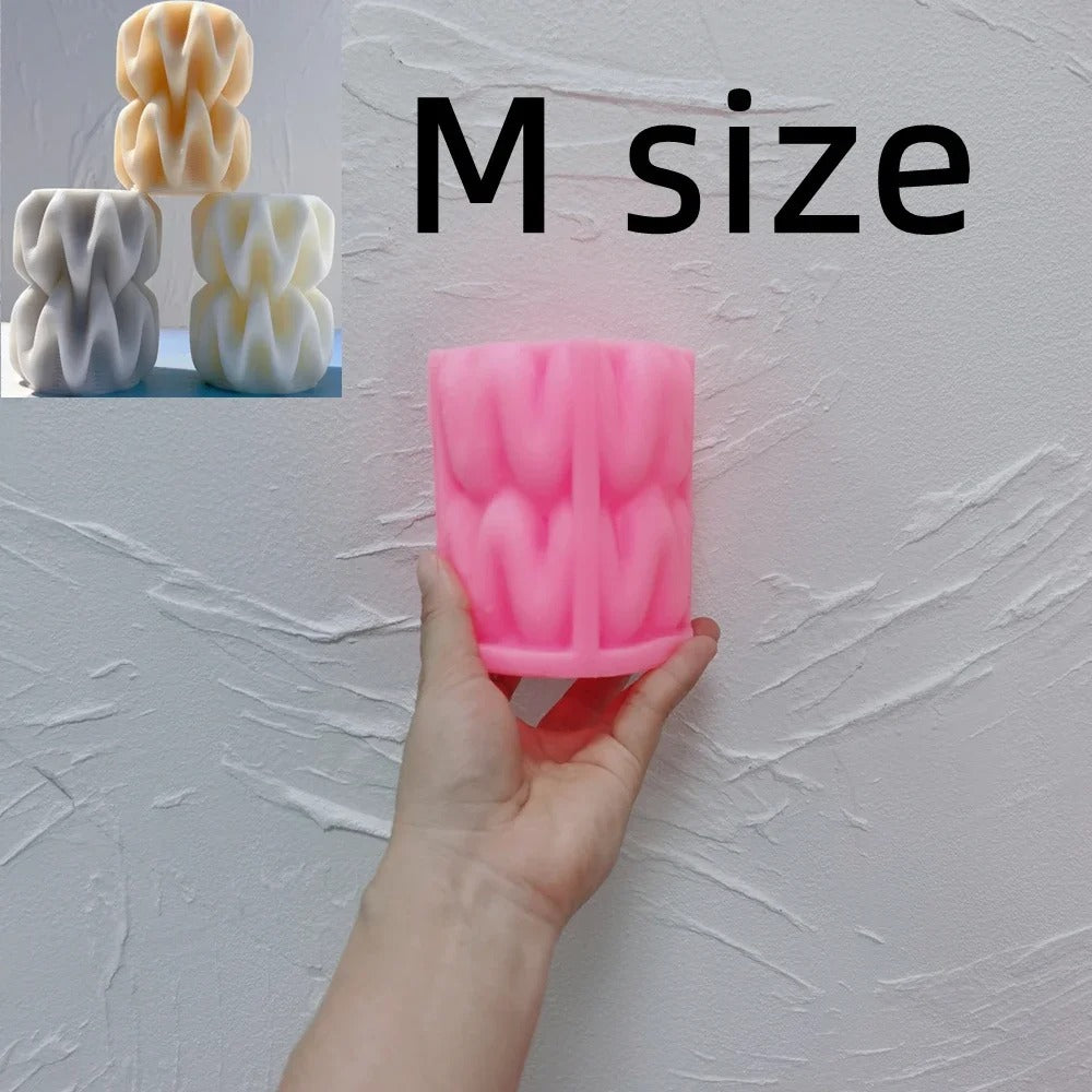  2 Sizes Wave Pillar Swirl Silicone Candle Mold