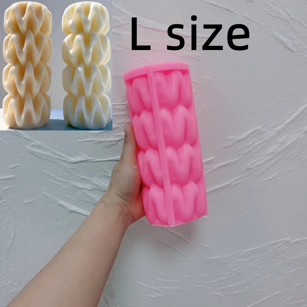  2 Sizes Wave Pillar Swirl Silicone Candle Mold