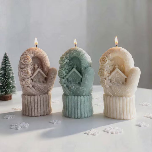 Christmas Knitted Gloves Silicone Candle Mold
